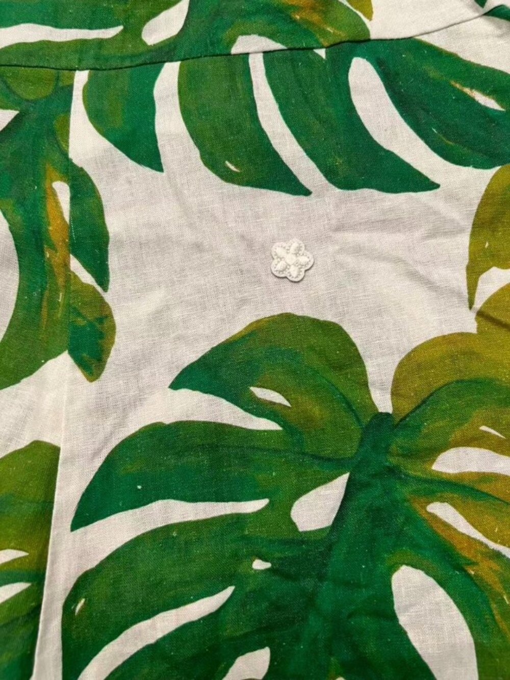 NWOT Farm Rio Linen Blend White Monstera Long Sleeve Romper Size M - Picture 11 of 11